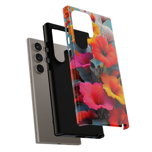 Phone Ink Case for iPhone / Galaxy / Pixel – Vibrant Hibiscus Tropical Flowers - Picture 217 of 257
