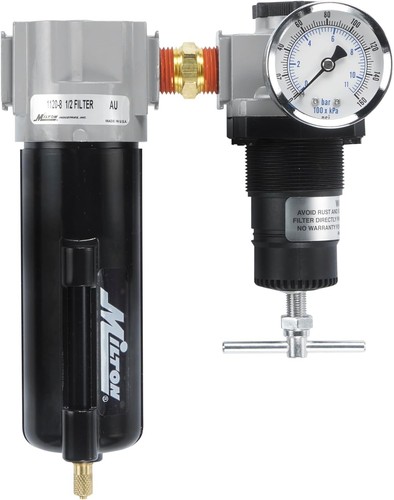 Milton 1108 1/2" Filter and Regulator Duo, Black 1,