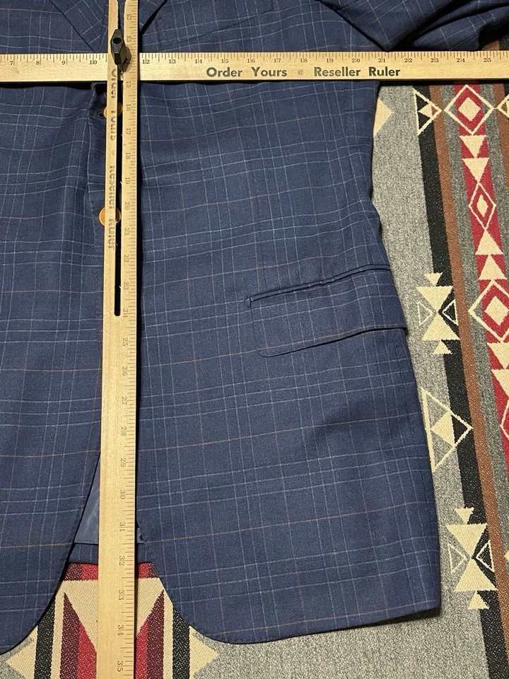Forall Sartoriale Italy Blue Check Cashmere Blazer Men’s 42 Drop 8 T37 - Image 3 of 4