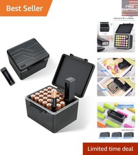 Portable Shockproof Battery Case - Holds 28 AA Batteries with Tester for Safety