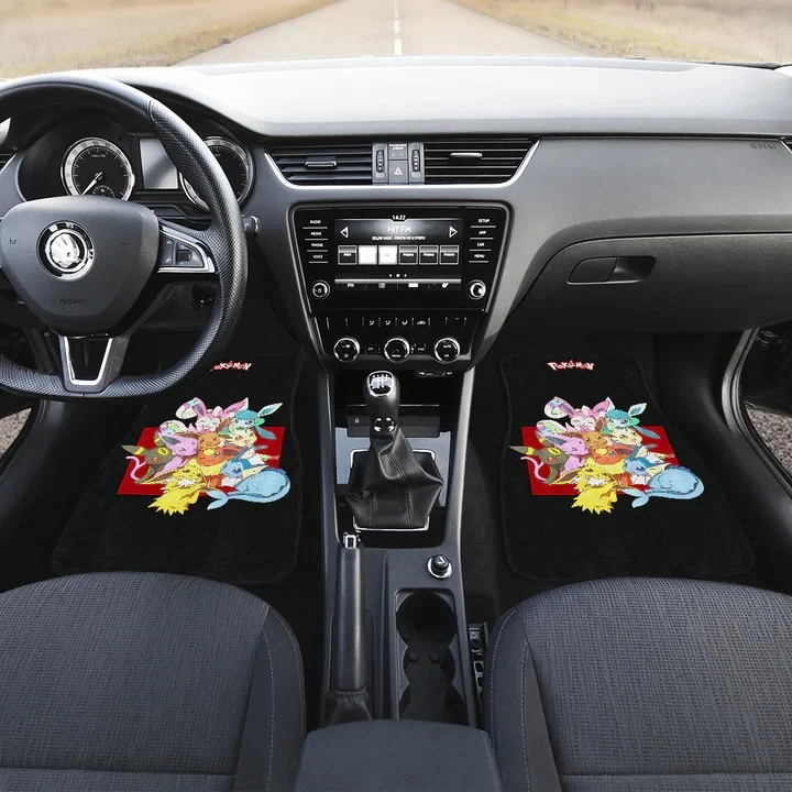 PKM Anime Car Floor Mats - Cute Chibi Eevee Evolution Together Accessories