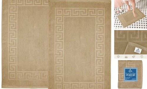 Classic Bath Mat - 100% Ring Spun Cotton, Pack of 2, 20x32 Bath Mat (PK 2) Tan