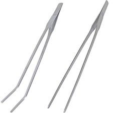 2 Pcs Feeding Tongs, Aquarium Tweezers Stainless Steel Straight and Silver