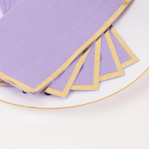 LAVENDER 50 Soft 2 Ply Dinner Paper NAPKINS Foil Edge Party Events Decorations - Picture 7 of 8
