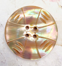 Large Antique Iridescent Abalone Pearl Shell Button w/ Cross ~ just under 1-3/8"