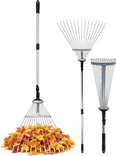 Keplin Garden Rake with Telescopic Handle – 80 to160cm Adjustable Rake, 15 Tine