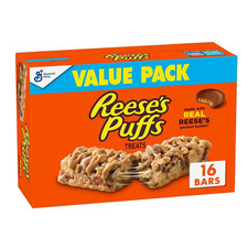 REESE'S Puffs Cereal Treat Bars, Peanut Butter and Cocoa, Snack 16 Ct, 13.6 oz