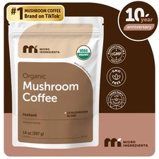 Organic 10-in-1 Mushroom Coffee Instant Powder, Brain Focus  Energy Support