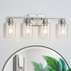 Brushed Nickel Vanity Lights for Bathroom, 4-Light Bathroom Lighting Fixtures...