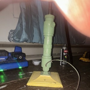 Green & Yellow Metal Table Lamp Base, Pull Chain, Corded w/ Bulb Socket