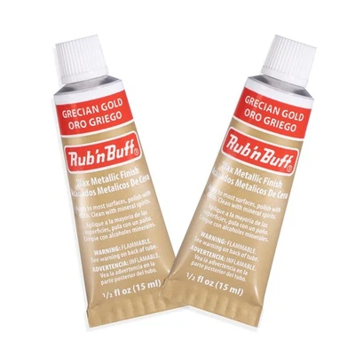 AMACO Rub n Buff Wax Metallic Finish - 2 Rub n Buff Grecian Gold 15ml Tubes -...