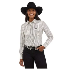 112371710 Wrangler Women's Retro Party White Western Long Sleeve Snap Shirt NEW