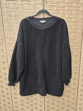 Next Black Fleece Long Line Jumper Size XL 16-18