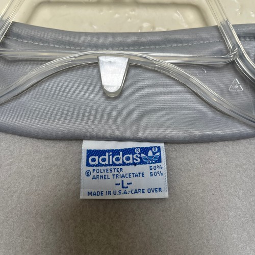 Adidas Track Jacket Mens L Gray Full Zip Fleece Trefoil Vintage 70s 80s USA - Picture 8 of 20