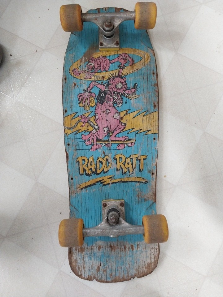 Vintage 80s ? Skateboard complete RADD RATT Pro art rat fink style