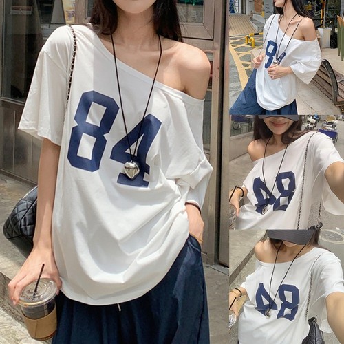 Vintage Style Women Off Shoulder T Shirt Short Sleeve for Summer Fashion - Picture 2 of 32