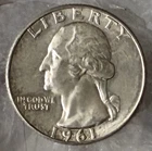 1961 D Washington 25c Quarter 90% Silver