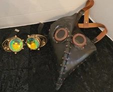 Steampunk Halloween Plague Doctor Mask Birds Long Nose Beak Latex W/ Goggles 