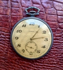 Rare 1930s Lanco Langendorf LWC Silver Art Deco Swiss Pocket Watch 