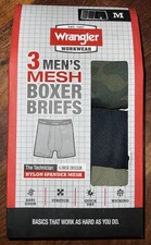 Wrangler Workwear, Boxer Briefs, Men’s Medium, NWT, Mesh, Pkg Of 3