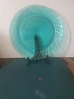 Jeanette Glass Ultramarine Platter Swirl Depression Glass Teal 13” Vintage