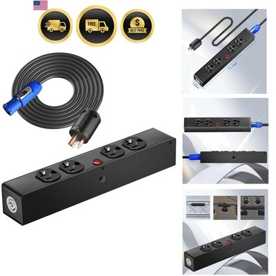 Power Connector Box with 4 Edison Outlets for DJ Lighting Sound Systems