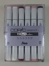 COPIC Sketch Marker 12pc Ex-1 Color Set - BRAND NEW & Sealed