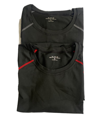 Men's Compression Clothing Running Shirts Base Layers Top - XL Grey/Red