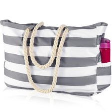 Large Beach Bag For Women Waterproof Sandproof Tote Zipper Pockets Pool