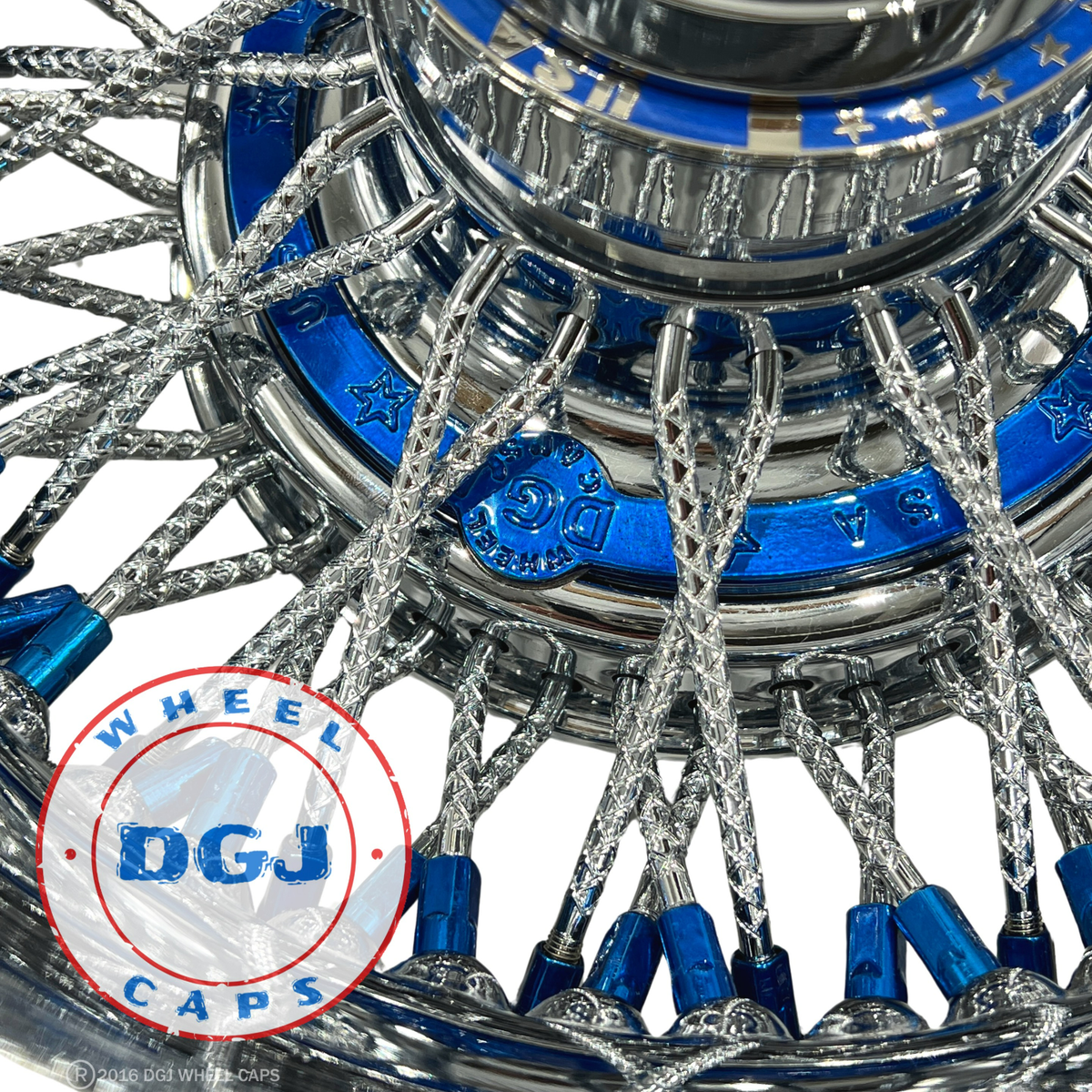 DGJ WHEEL 13x7 Rev 72 CL Diamond Spokes, Blue Nip&Hub Ring
