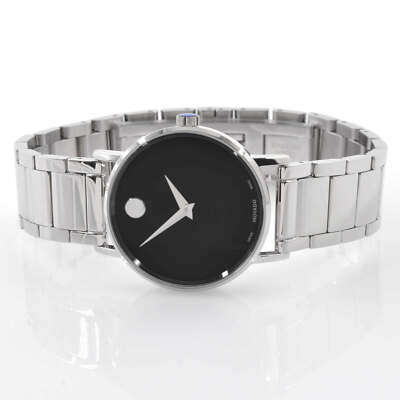 Movado Unisex Watch Quartz Black Museum Dial Silver Tone Bracelet