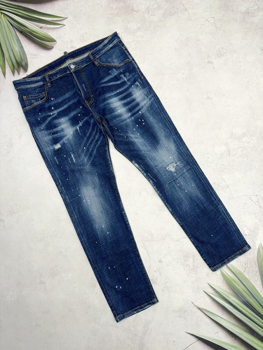 Dsquared2 Tidy Biker Jeans Denim Pants Distressed Dark Blue size 52 / W36 x L32 - Picture 2 of 24