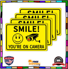 4-Pack Smile Youre On Camera Signs 8x12 Rust Free Aluminum Video Surveillance