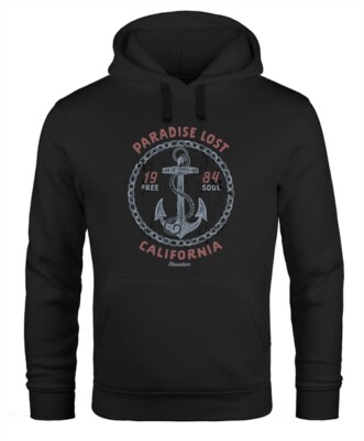 Hoodie Herren Anker Motiv maritim Schriftzug California Paradise lost Fashion