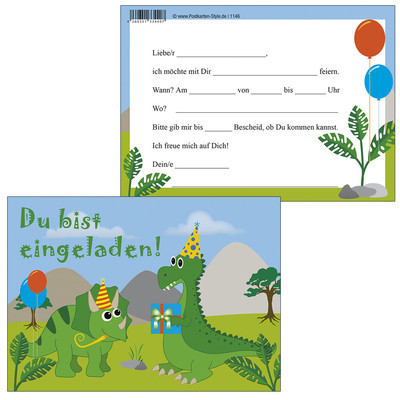Party-Einladungskarten Mit Dinosaurier-Motiv – 25 Stück Inkl. Umschläge, A6 Format (10,4x14,7 Cm), Hochwertiger Karton