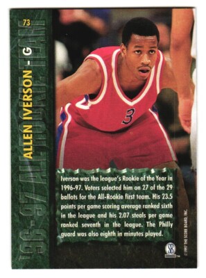 1997 Score Basketball Rookies '96-97 All-Rookie Team Allen Iverson
