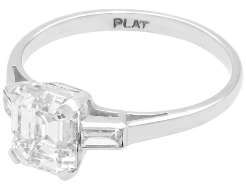 1.11 ct Diamond and Platinum Solitaire Ring Antique Circa 1935 - Picture 6 of 14