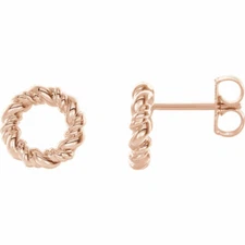 Circle Rope Earrings In 14K Rose Gold