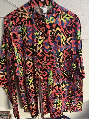 Vintage Bar 4D Western Shirt Brushpopper Cowboy Aztec Men XS, Navajo Rodeo USA