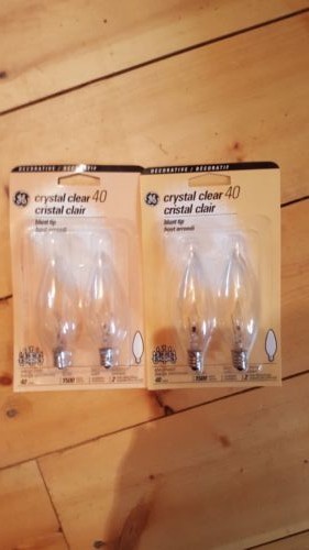 4 Crystal GE Clear 40 Watt blunt tip Decorative light bulbs 19110