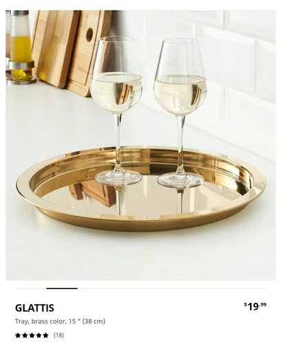 2x IKEA Glattis 703.501.13 Stainless Steel Brass Tray 15in38cm sbwh-s081-mb.yy