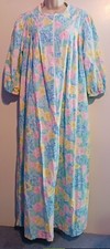 Saybury II Vintage House Dress Lounge Mumu Pastel Floral Nightie Small USA