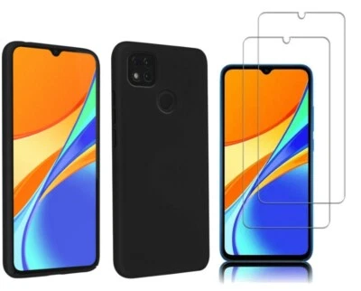 HQSELECTION Coque TPU NOIR Pour Xiaomi Redmi 9 9A 9C + film Verre trempé