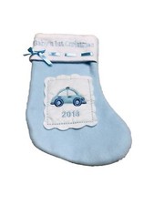Baby  s First Christmas Embroidery 2018 Blue Stocking12  . New No Tags
