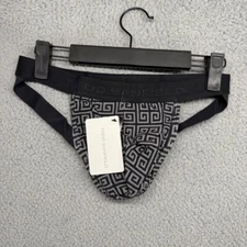 Todd Sanfield Jock Underwear mens Medium Black Gray Greek Key Geometric Pima NEW