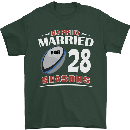 28 Year Wedding Anniversary 28th Rugby Mens T-Shirt 100% Cotton - Picture 101 of 110