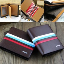 Mens Slim Wallet Leather Bifold Clutch ID Credit Card Holder Business Cash Purse