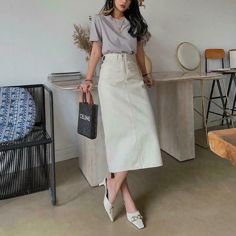 How to style top high waisted denim skirt