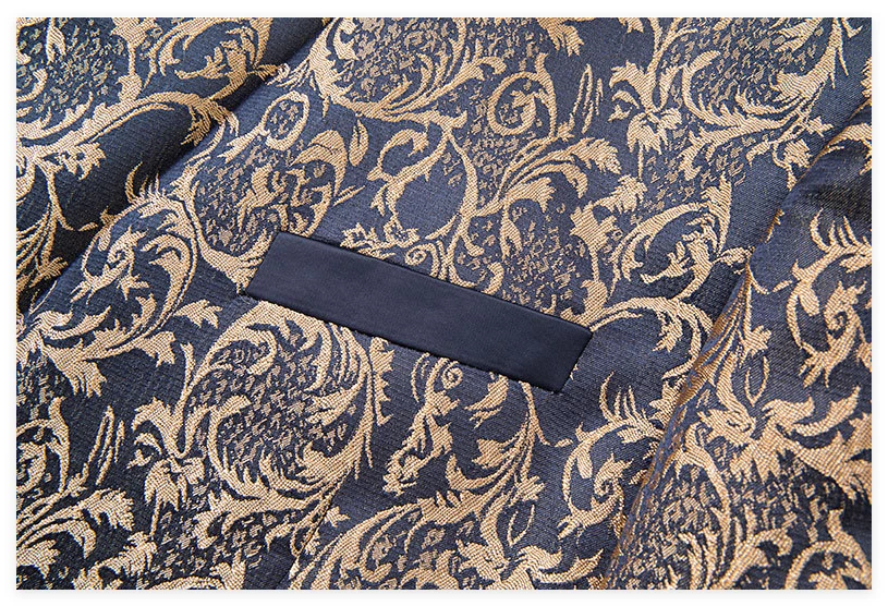 Conjuntos de trajes florales ajustados de cachemira para hombre chaqueta chaleco pantalones 3 piezas chal solapa Foto 4 de 4