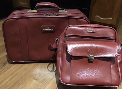 Vintage 70 s Samsonite Sonora Luggage Set Carry-On & Suitcase Burgundy Maroon